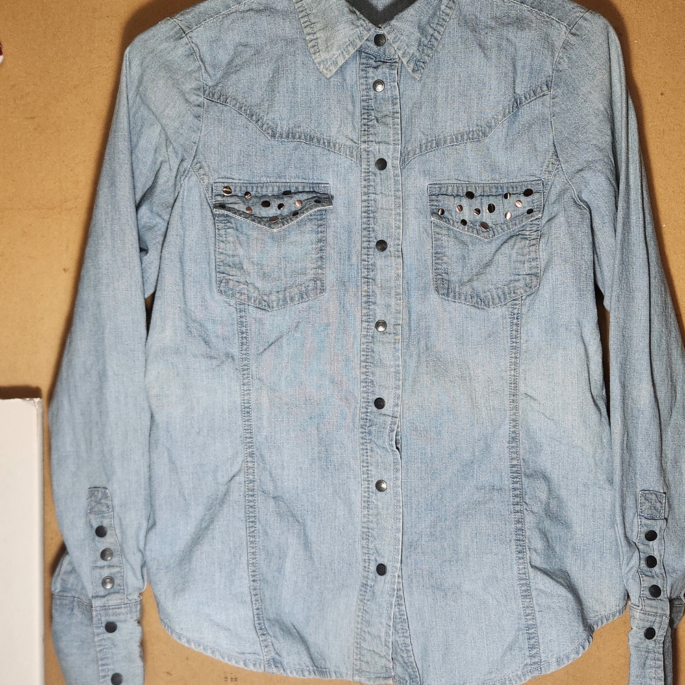 Women's Light Blue Denim Button Down Shirt